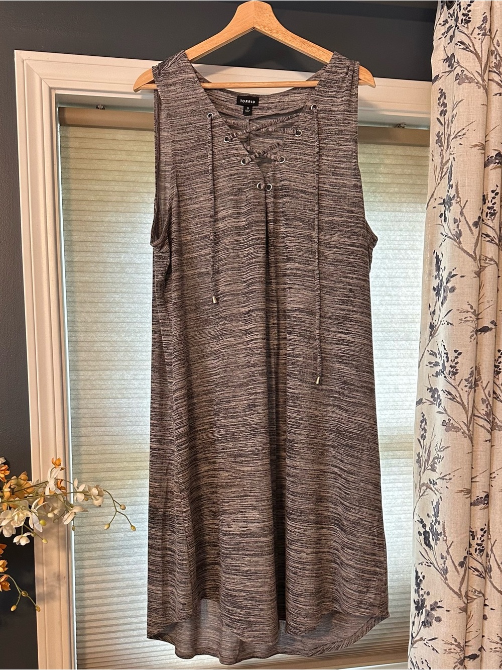 torrid Heathered Gray Sleeveless Lace-Up Midi Dress